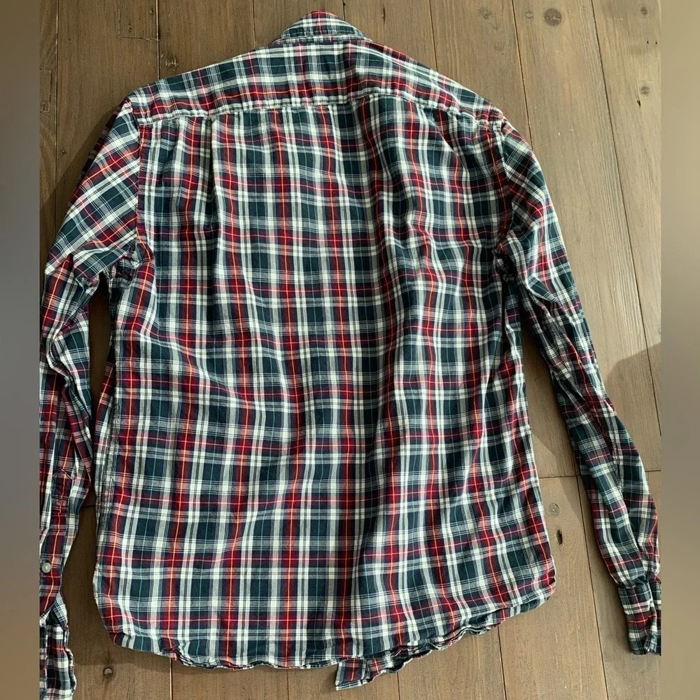 J. Crew Men Flex Washed Red Tartan Plaid Button Down Shirt